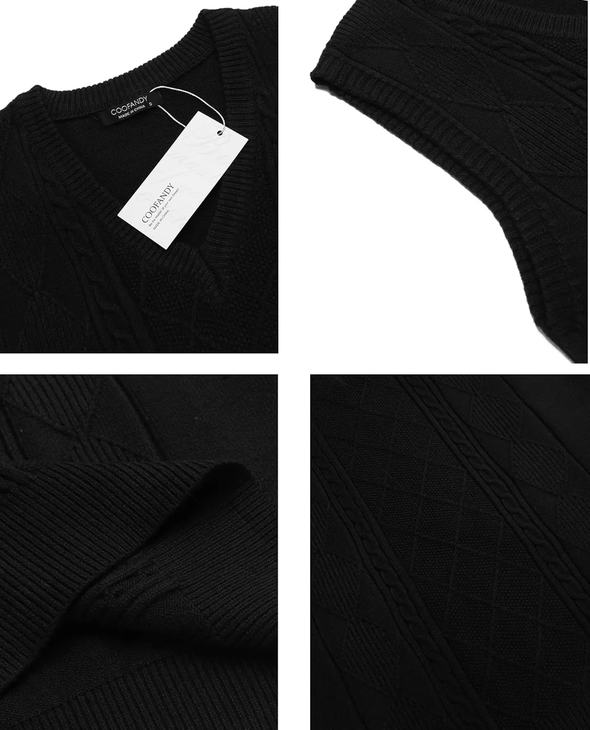 COOFANDY Men's Sweater Vest V Neck Pullover Sweater Sleeveless Knit Casual Slim Fit Vest
