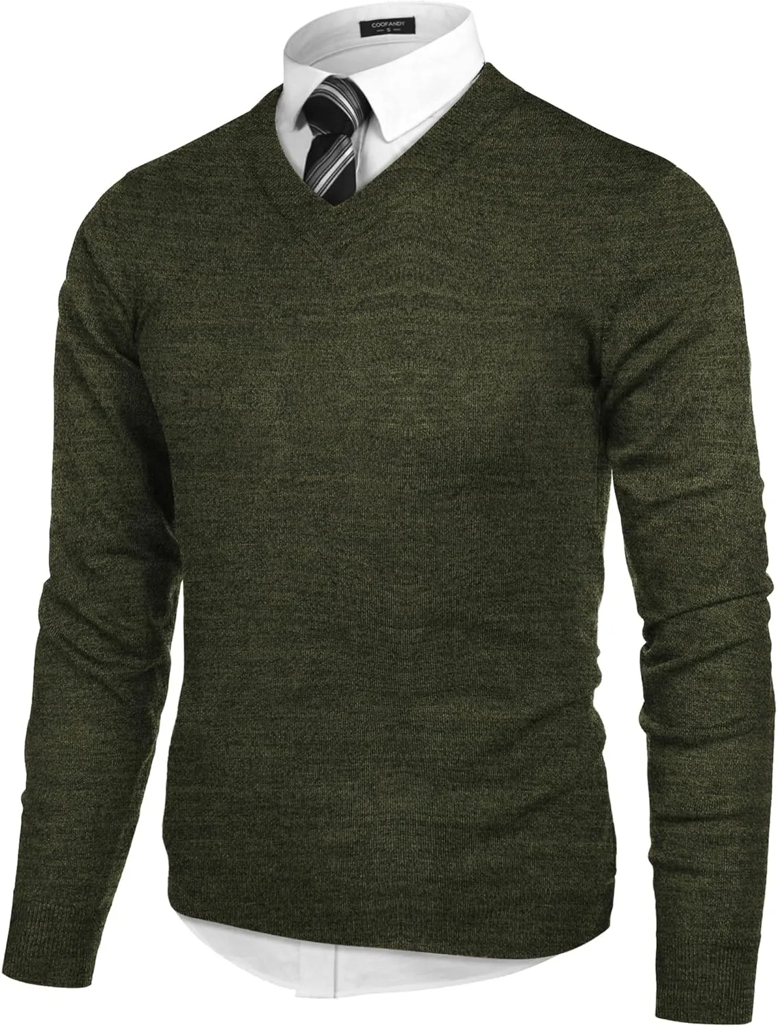 COOFANDY Mens V Neck Dress Sweater Long Sleeve Slim Fit Fashion Pullover Sweater
