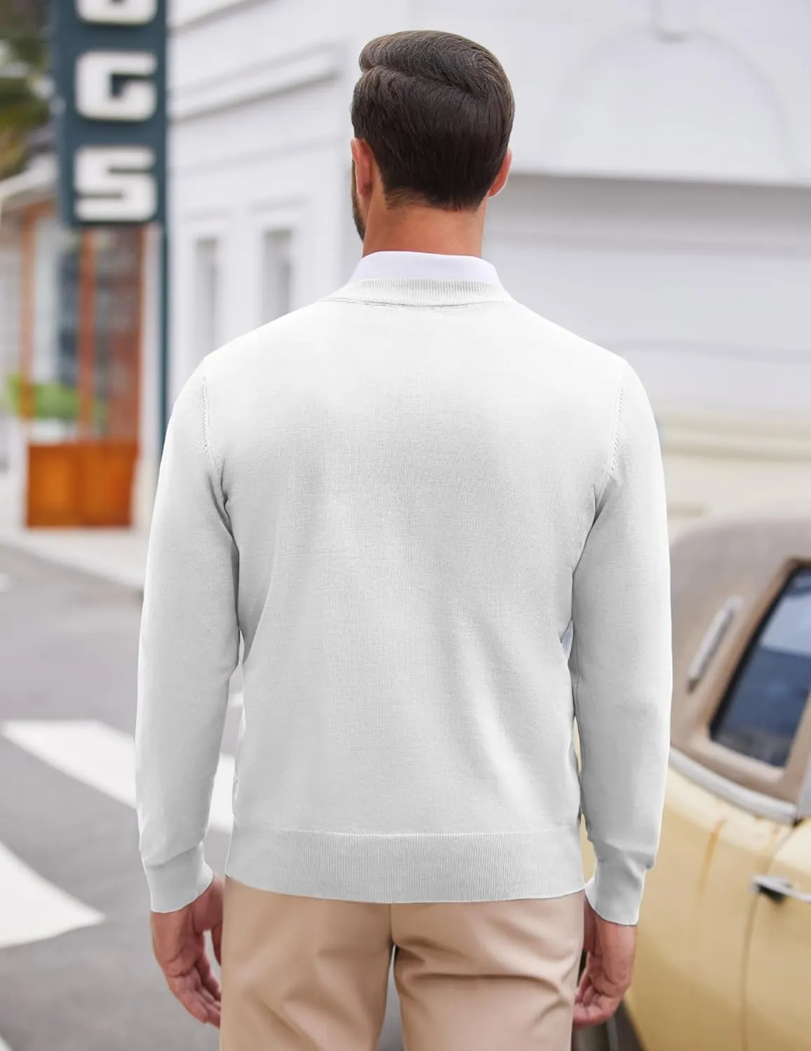 COOFANDY Mens V Neck Dress Sweater Long Sleeve Slim Fit Fashion Pullover Sweater
