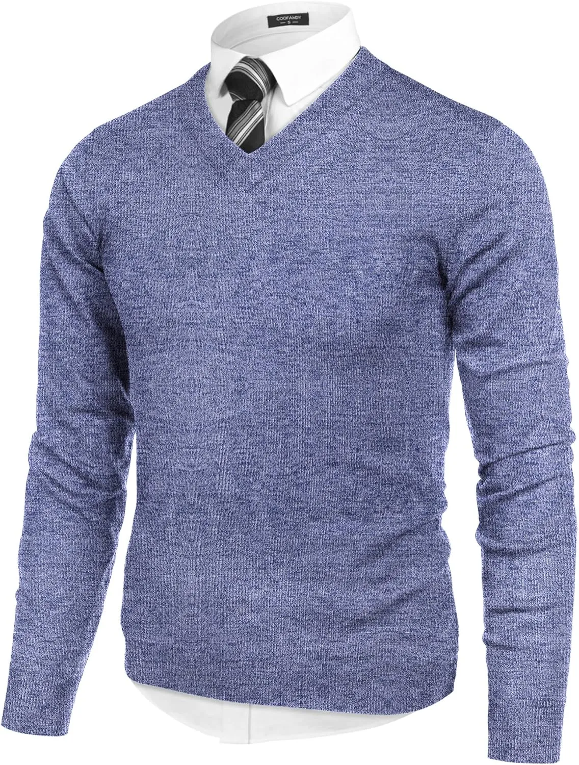 COOFANDY Mens V Neck Dress Sweater Long Sleeve Slim Fit Fashion Pullover Sweater