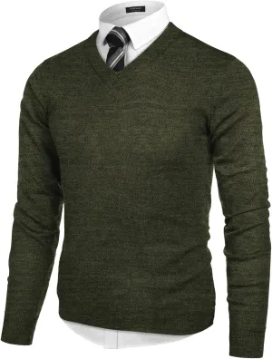 COOFANDY Mens V Neck Dress Sweater Long Sleeve Slim Fit Fashion Pullover Sweater