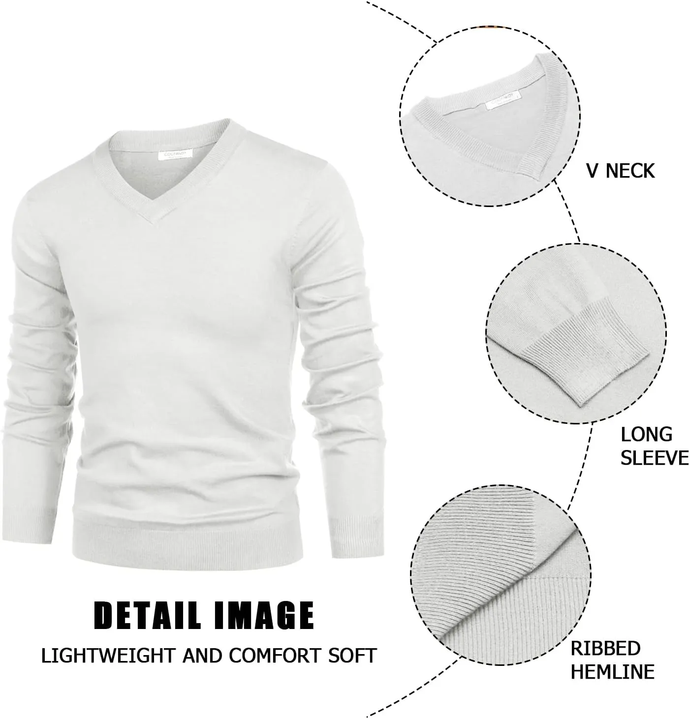COOFANDY Mens V Neck Dress Sweater Long Sleeve Slim Fit Fashion Pullover Sweater