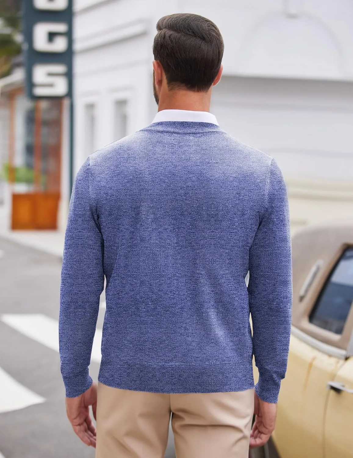 COOFANDY Mens V Neck Dress Sweater Long Sleeve Slim Fit Fashion Pullover Sweater