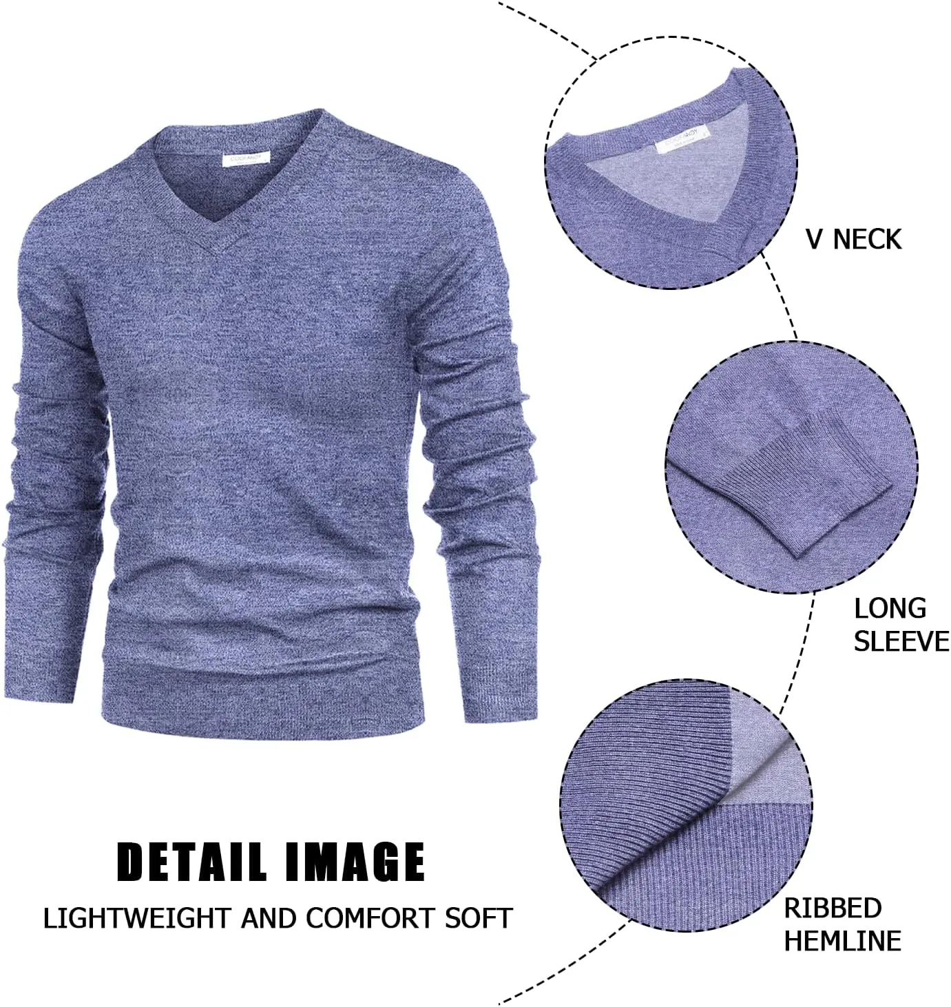COOFANDY Mens V Neck Dress Sweater Long Sleeve Slim Fit Fashion Pullover Sweater