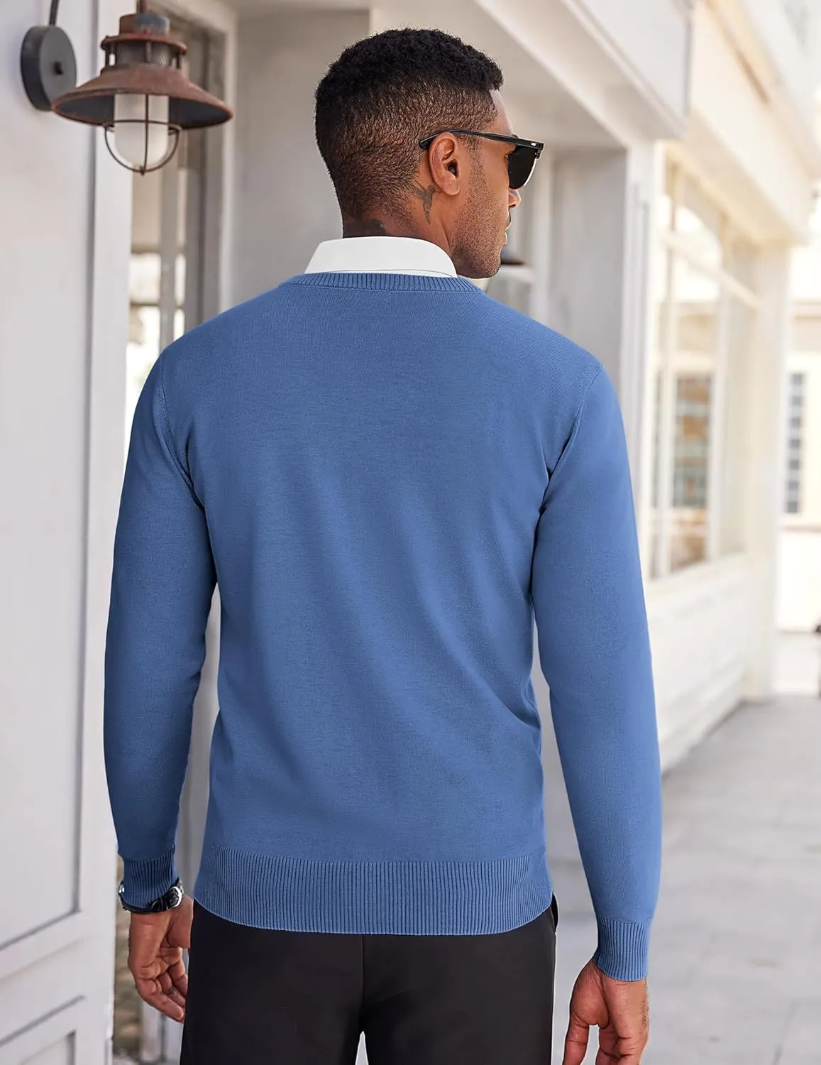 COOFANDY Men's V Neck Pullover Sweater Slim Fit Casual Dress Sweater Lightweight Knitted Sweaters