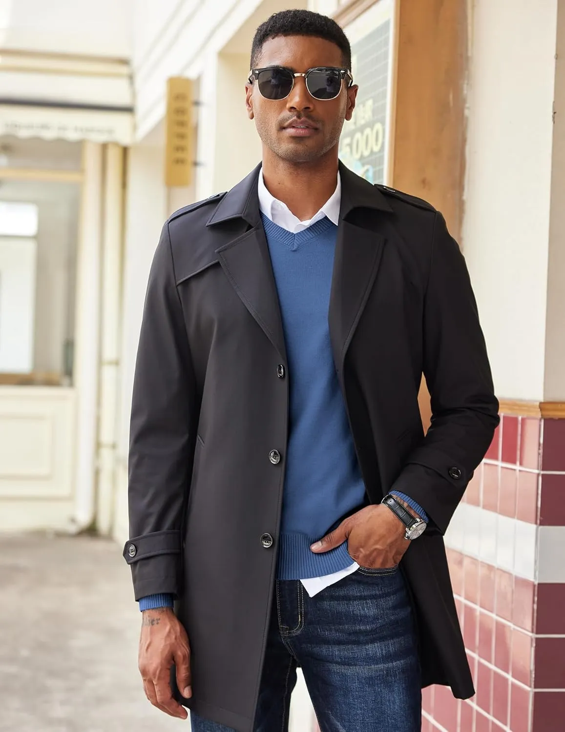 COOFANDY Men's V Neck Pullover Sweater Slim Fit Casual Dress Sweater Lightweight Knitted Sweaters