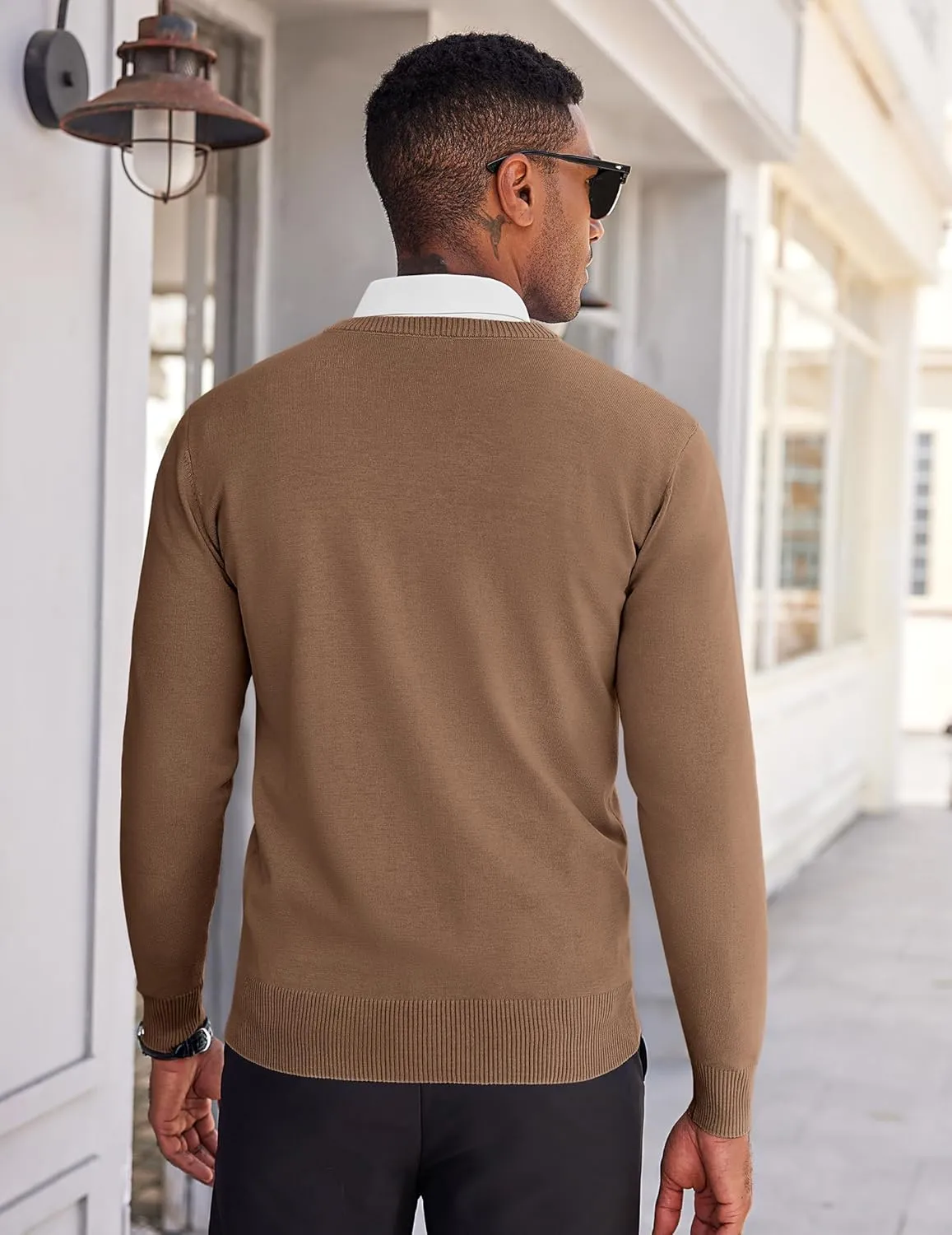 COOFANDY Men's V Neck Pullover Sweater Slim Fit Casual Dress Sweater Lightweight Knitted Sweaters