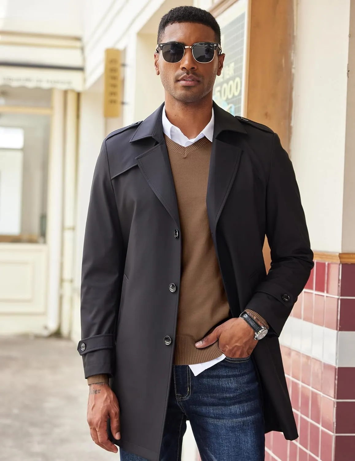 COOFANDY Men's V Neck Pullover Sweater Slim Fit Casual Dress Sweater Lightweight Knitted Sweaters