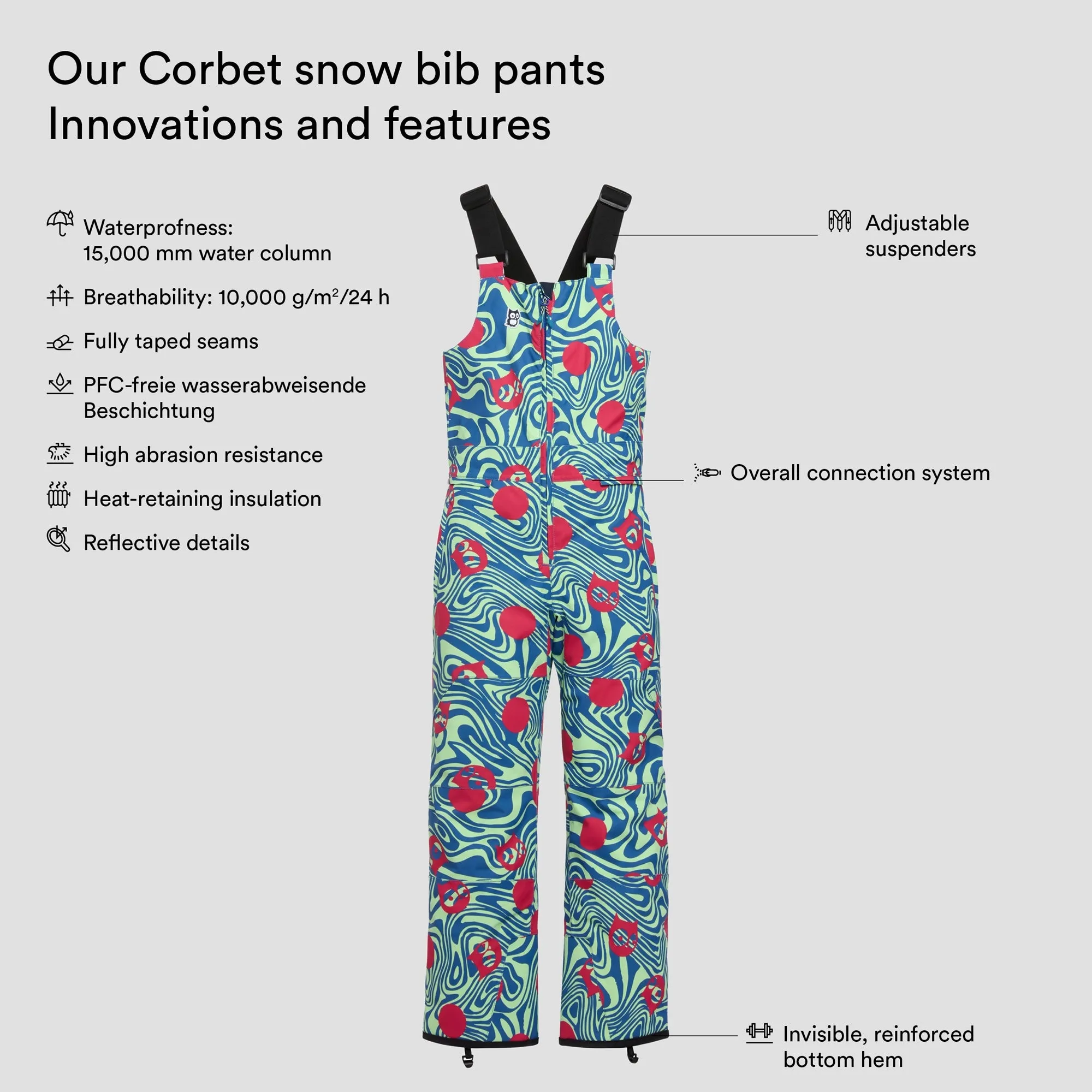 Corbet snow bib pants "Legna polka"