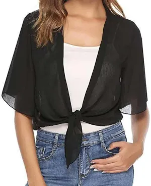 Corset Top Women's Soft Chiffon Shawl Wraps for Evening Dress Wedding Cape Casual Flapper Solid Short Sleeves