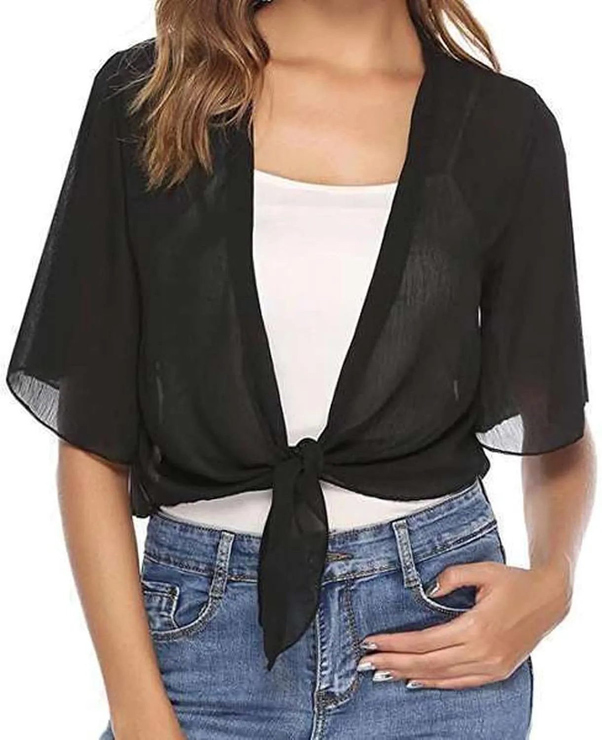 Corset Top Women's Soft Chiffon Shawl Wraps for Evening Dress Wedding Cape Casual Flapper Solid Short Sleeves