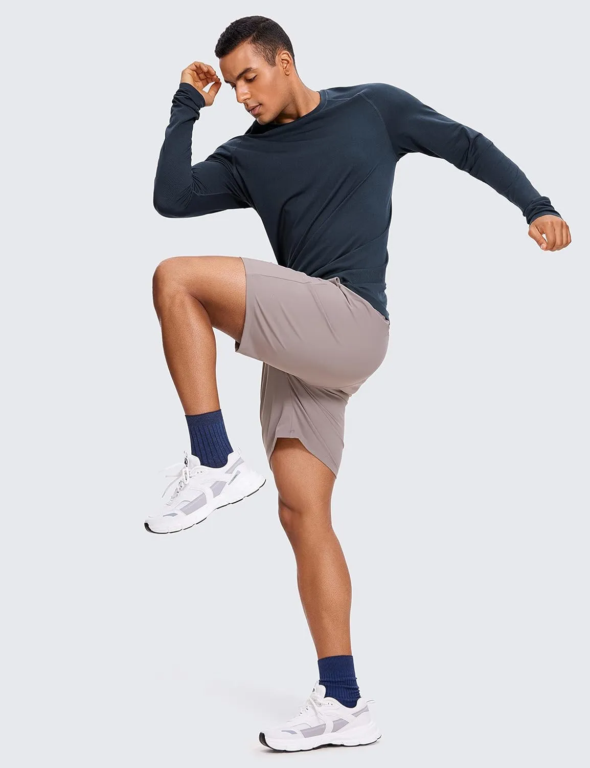 CRZ YOGA Mens Seamless Long Sleeve Tee Shirts Moisture Wicking Workout Athletic Running Shirts Breathable Gym Tops