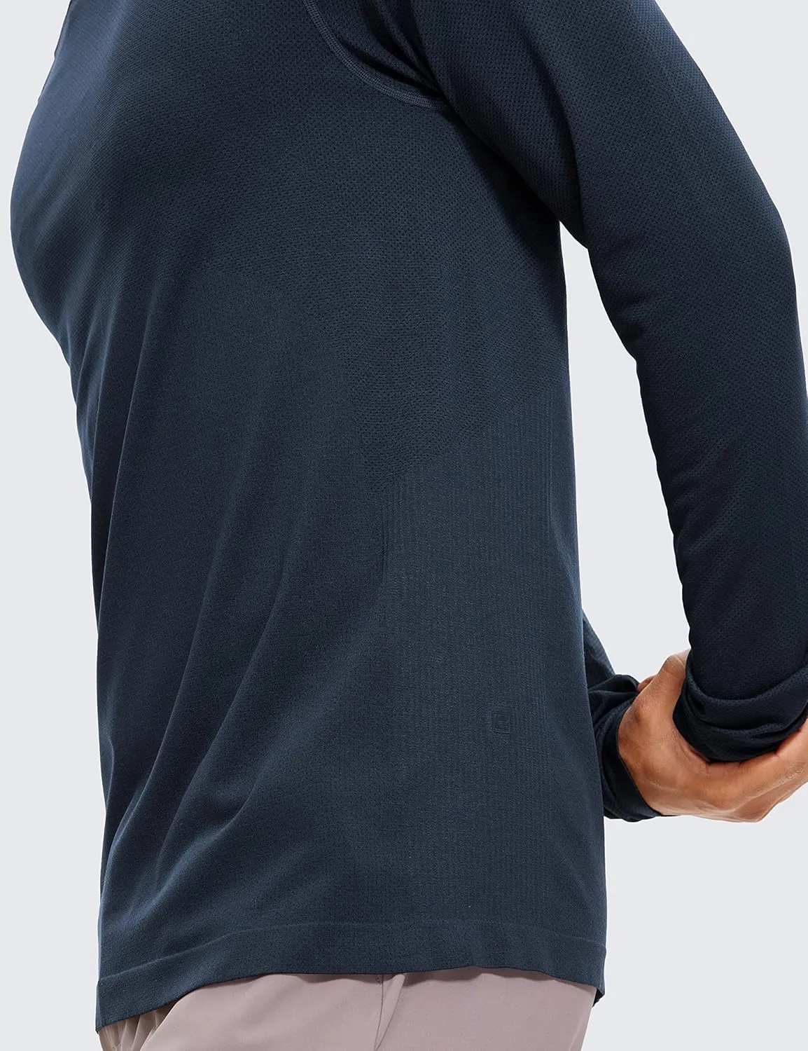 CRZ YOGA Mens Seamless Long Sleeve Tee Shirts Moisture Wicking Workout Athletic Running Shirts Breathable Gym Tops
