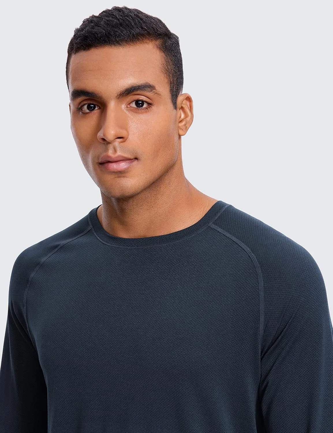 CRZ YOGA Mens Seamless Long Sleeve Tee Shirts Moisture Wicking Workout Athletic Running Shirts Breathable Gym Tops
