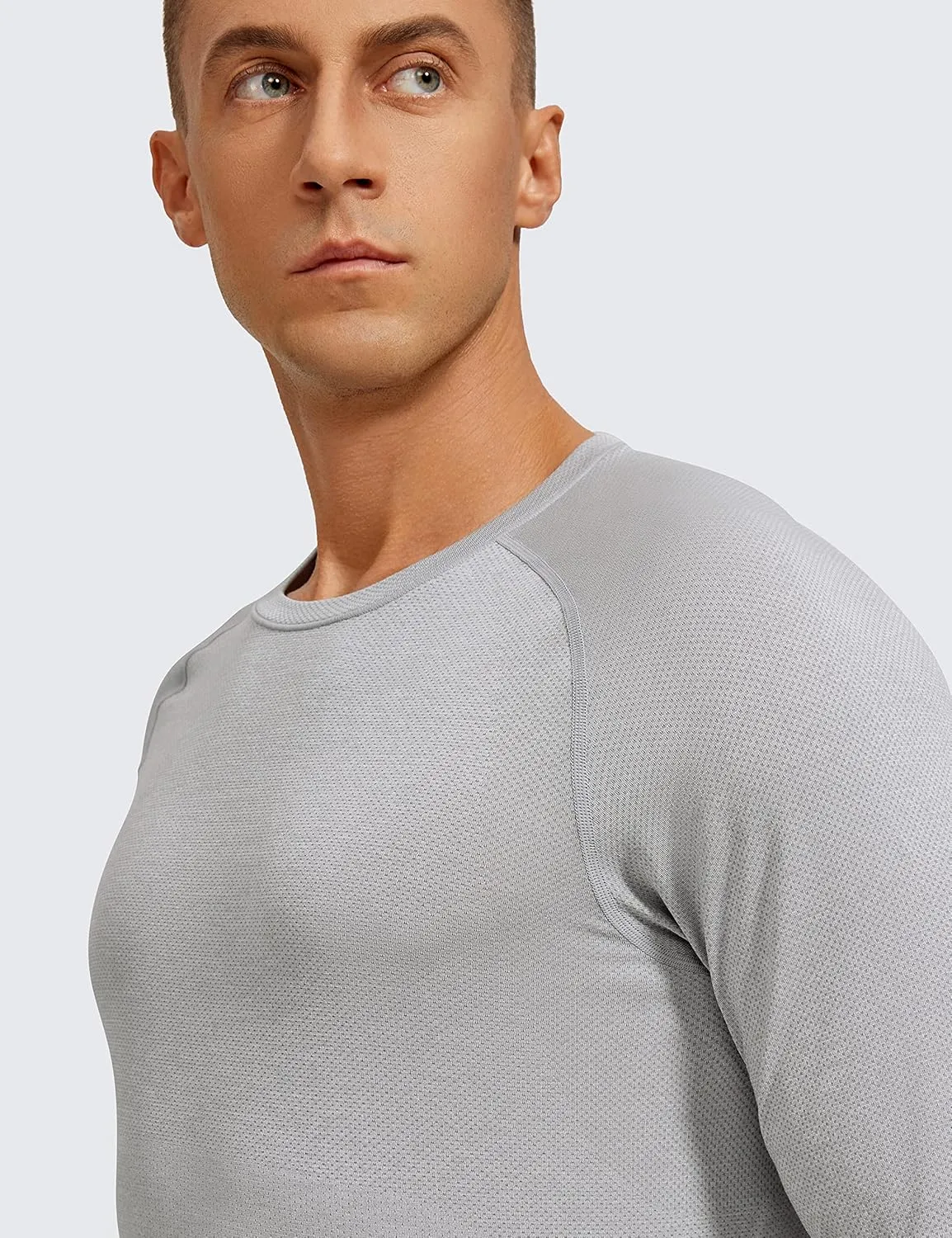 CRZ YOGA Mens Seamless Long Sleeve Tee Shirts Moisture Wicking Workout Athletic Running Shirts Breathable Gym Tops