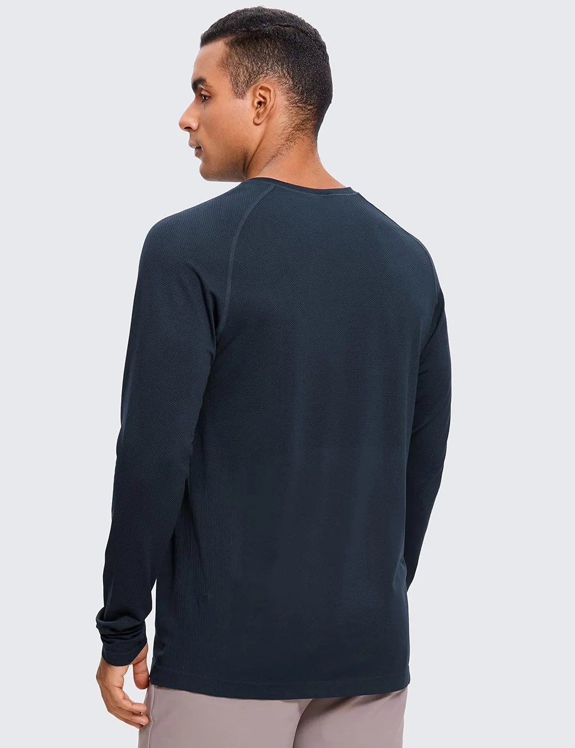 CRZ YOGA Mens Seamless Long Sleeve Tee Shirts Moisture Wicking Workout Athletic Running Shirts Breathable Gym Tops