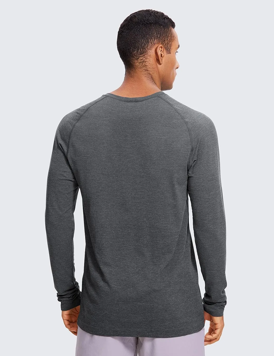 CRZ YOGA Mens Seamless Long Sleeve Tee Shirts Moisture Wicking Workout Athletic Running Shirts Breathable Gym Tops