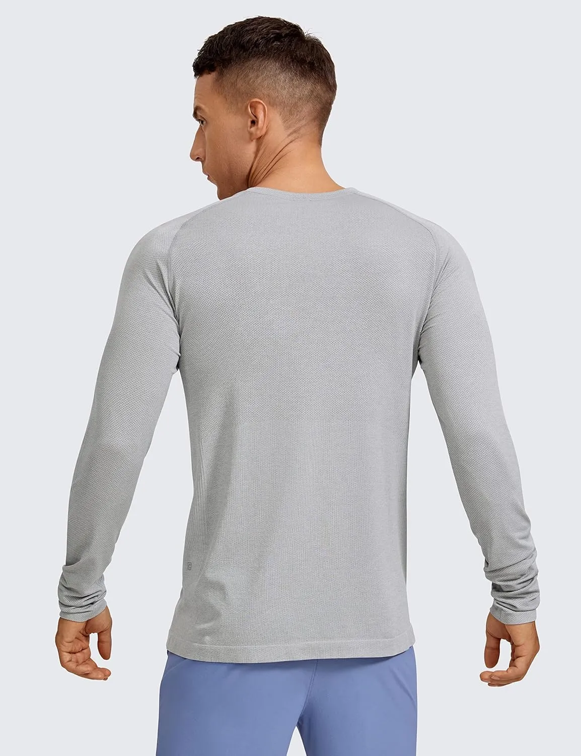 CRZ YOGA Mens Seamless Long Sleeve Tee Shirts Moisture Wicking Workout Athletic Running Shirts Breathable Gym Tops