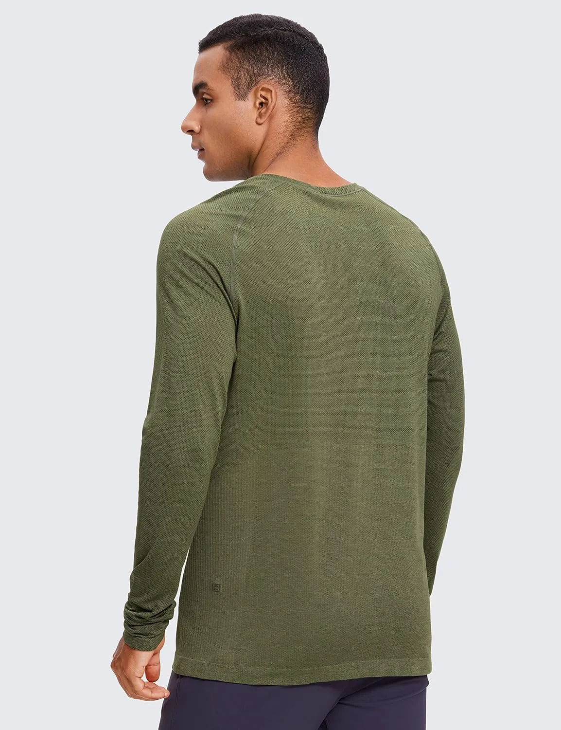 CRZ YOGA Mens Seamless Long Sleeve Tee Shirts Moisture Wicking Workout Athletic Running Shirts Breathable Gym Tops
