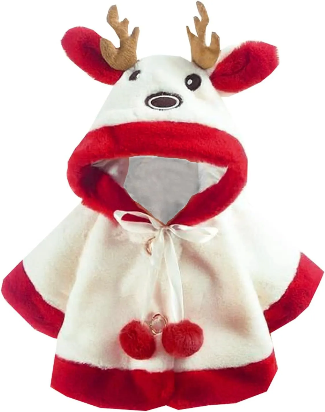 Daily Deals Clearance Toddler Girls Christmas Deer Outwear Warm Hooded Coat Princess Cloak Cape Red White Size 12 Girls Snow Deals Of The Day Clearance