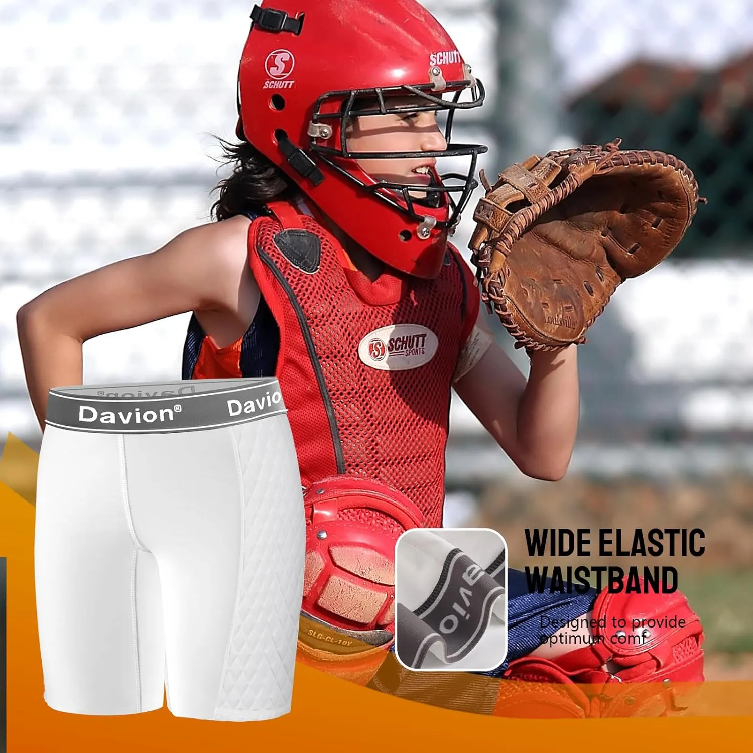 Davion Youth Girls Sliding Shorts Athletic Compression Padded Shorts for Kids Baseball Football Lacrosse