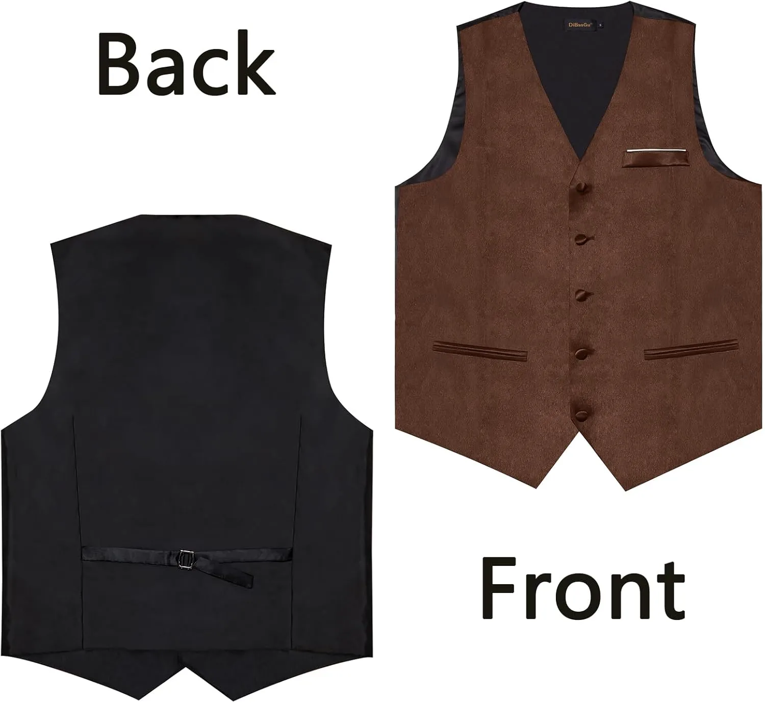 DiBanGu Mens Suit Vest and Tie Set Solid Color Satin Waistcoat Necktie Wedding Party Casual Dress Vest for Tuxedo