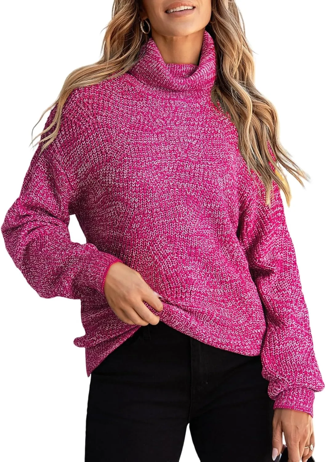 Dokotoo Womens 2024 Winter Oversized Sweaters Long Sleeve Turtleneck High Neck Sweater Chunky Pullover Jumper Outwear