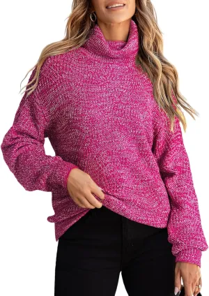 Dokotoo Womens 2024 Winter Oversized Sweaters Long Sleeve Turtleneck High Neck Sweater Chunky Pullover Jumper Outwear