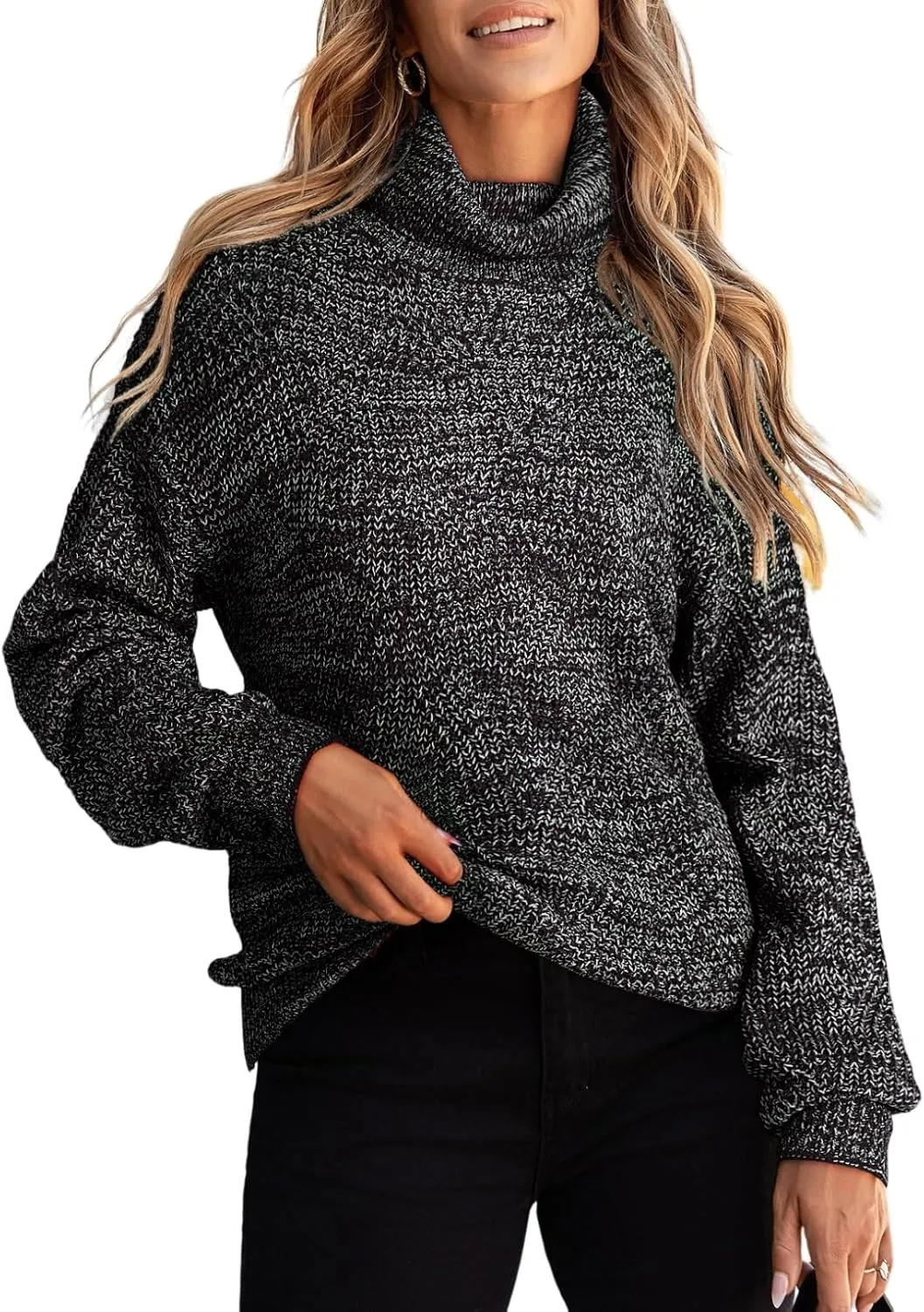 Dokotoo Womens 2024 Winter Oversized Sweaters Long Sleeve Turtleneck High Neck Sweater Chunky Pullover Jumper Outwear