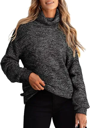 Dokotoo Womens 2024 Winter Oversized Sweaters Long Sleeve Turtleneck High Neck Sweater Chunky Pullover Jumper Outwear