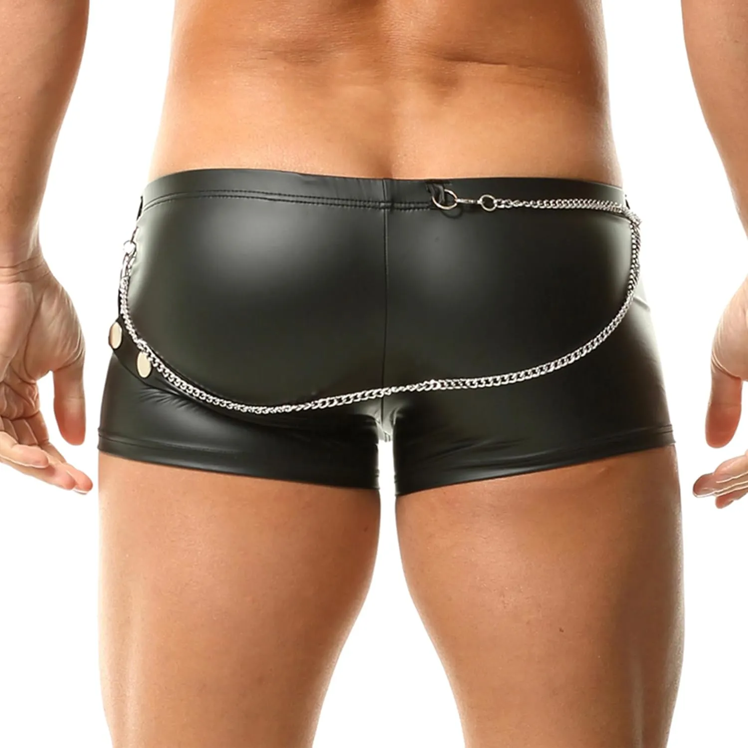 DTODWW Men's Faux Leather Boxer Shorts Wrestling Pants Elastic Tight Hot Shorts for Clubwear