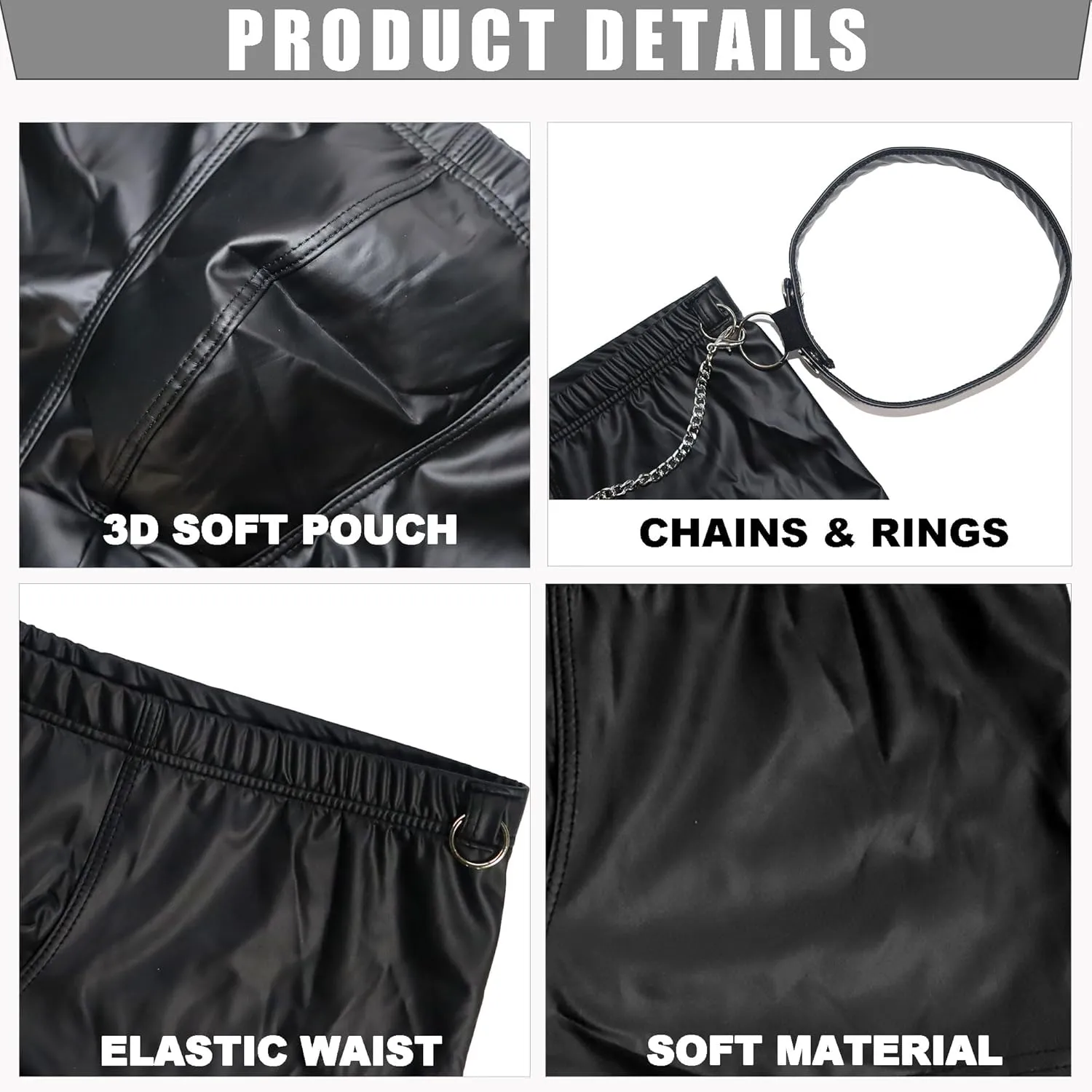 DTODWW Men's Faux Leather Boxer Shorts Wrestling Pants Elastic Tight Hot Shorts for Clubwear