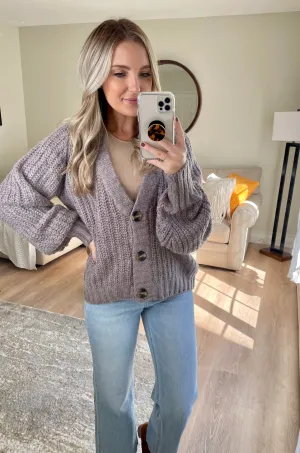 Dusty Lavender Knit Cardigan