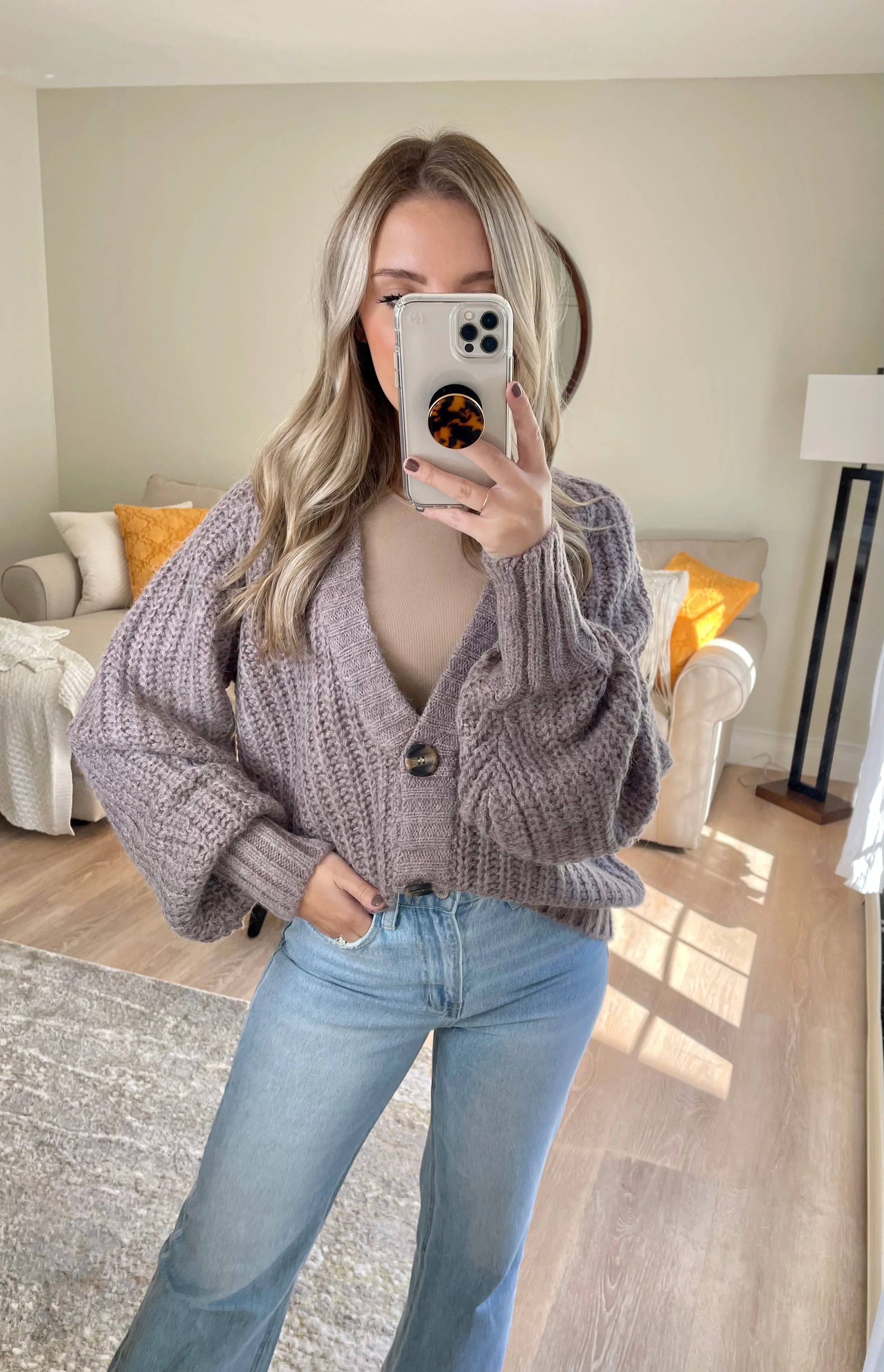 Dusty Lavender Knit Cardigan