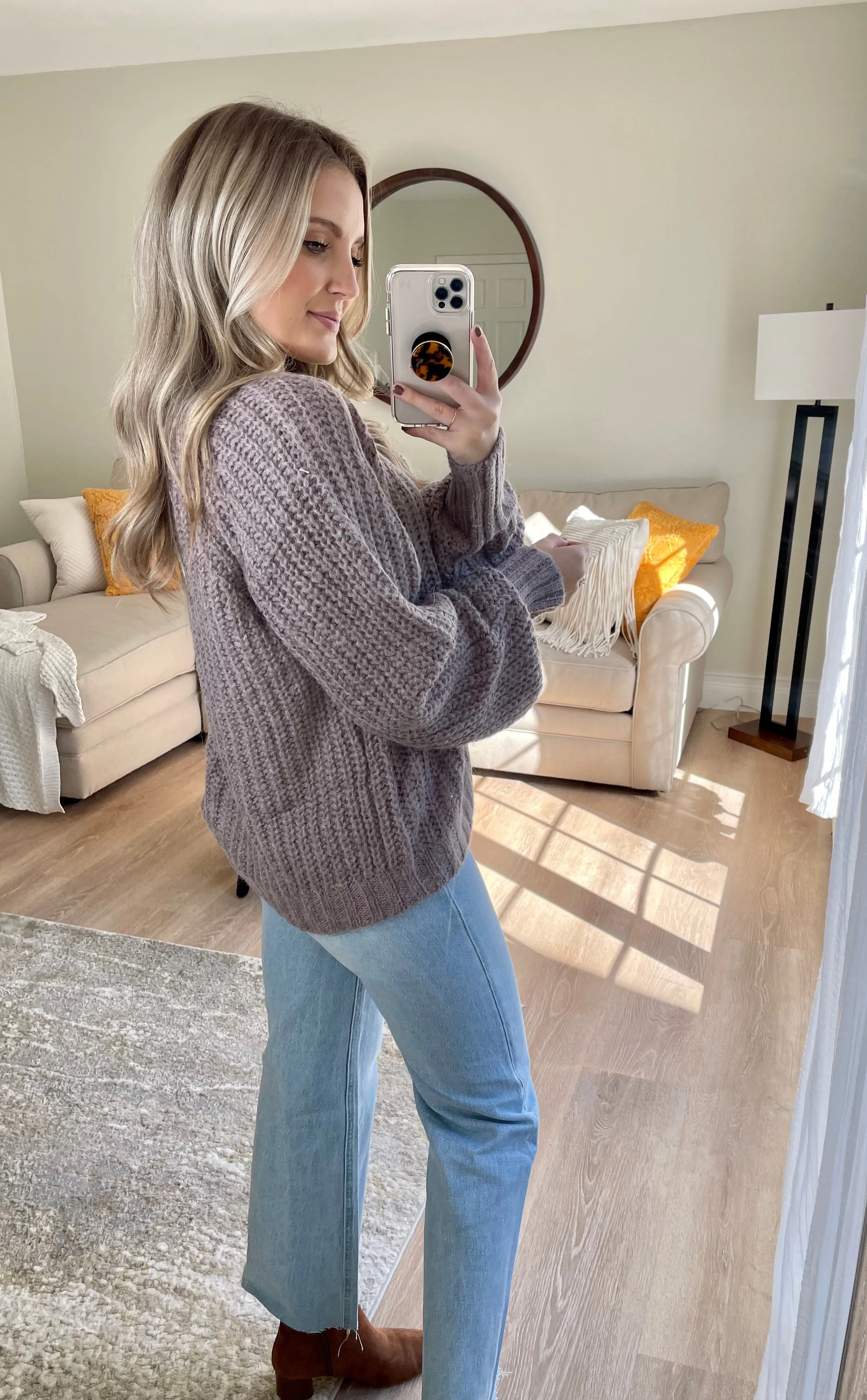 Dusty Lavender Knit Cardigan