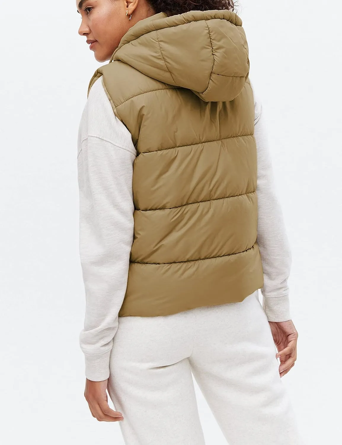 EsheSy Women's Puffer Vest with Removable Hood Sleeveless Full Zip Quilted Down Jacket