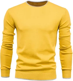 Esobo Men's Cotton V Neck Sweater Knitted Jumper Sweater Long Sleeve Pullover Top