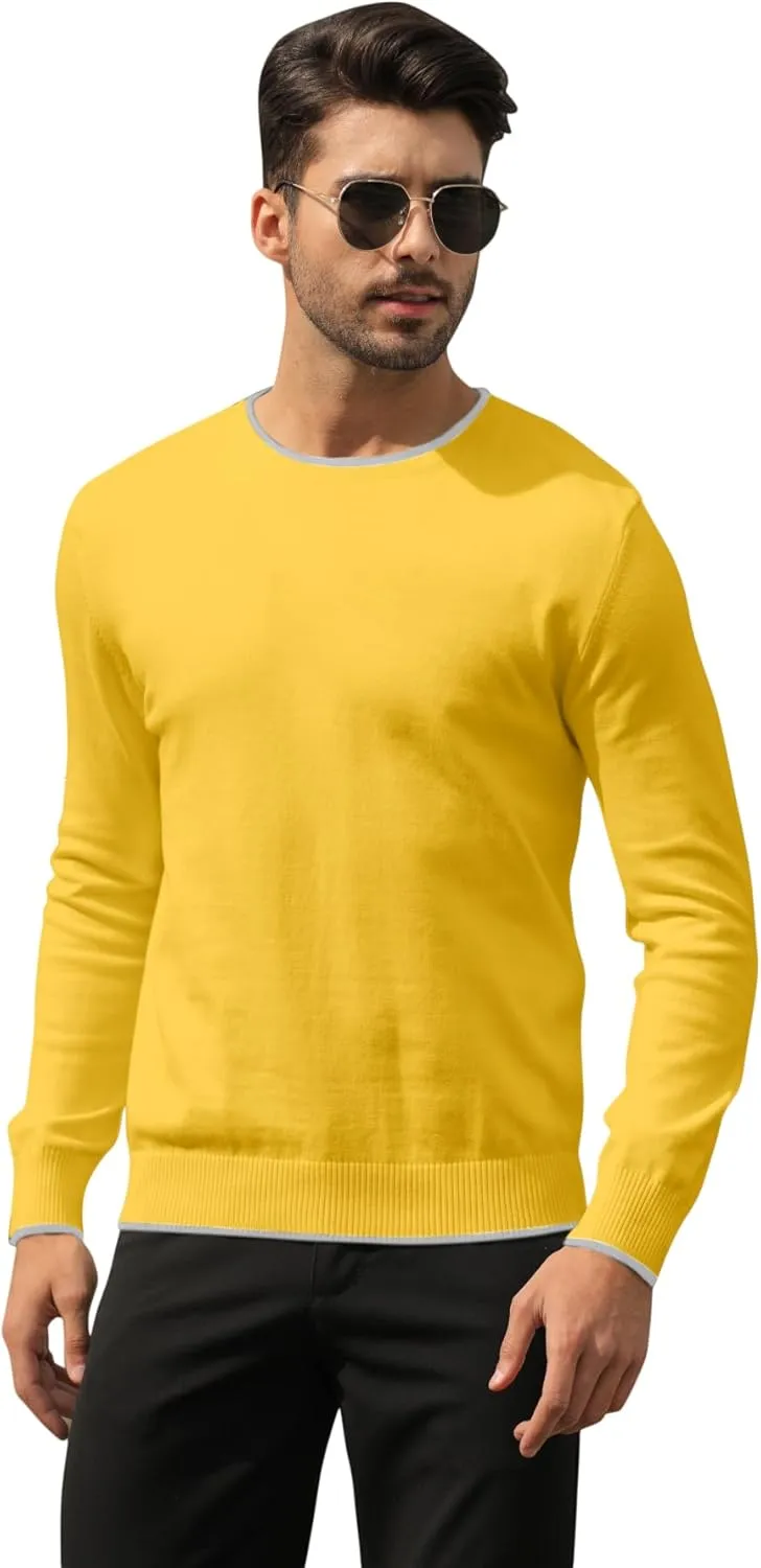 Esobo Men's Cotton V Neck Sweater Knitted Jumper Sweater Long Sleeve Pullover Top