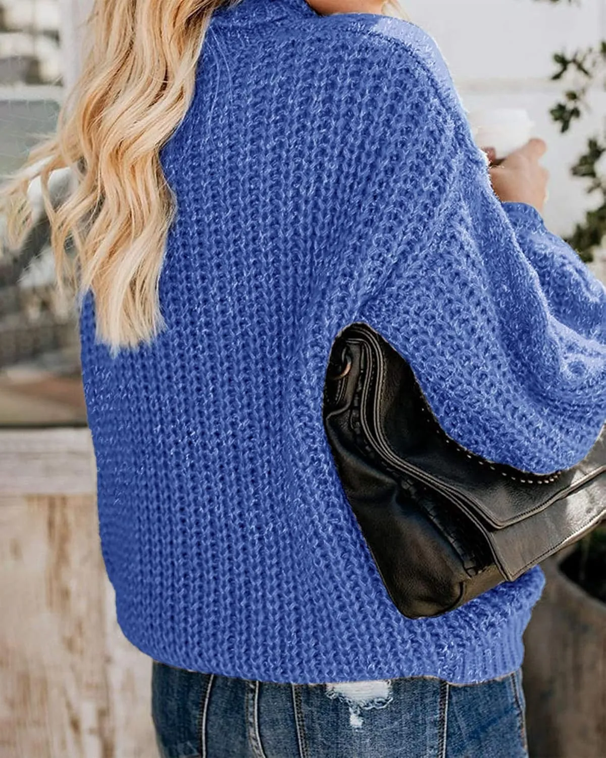 Fashionme Chic Ballon Sleeve Winter Turtleneck Chunky Sweater Slouchy Oversized Loose Pullover Outerwear Warm Thick