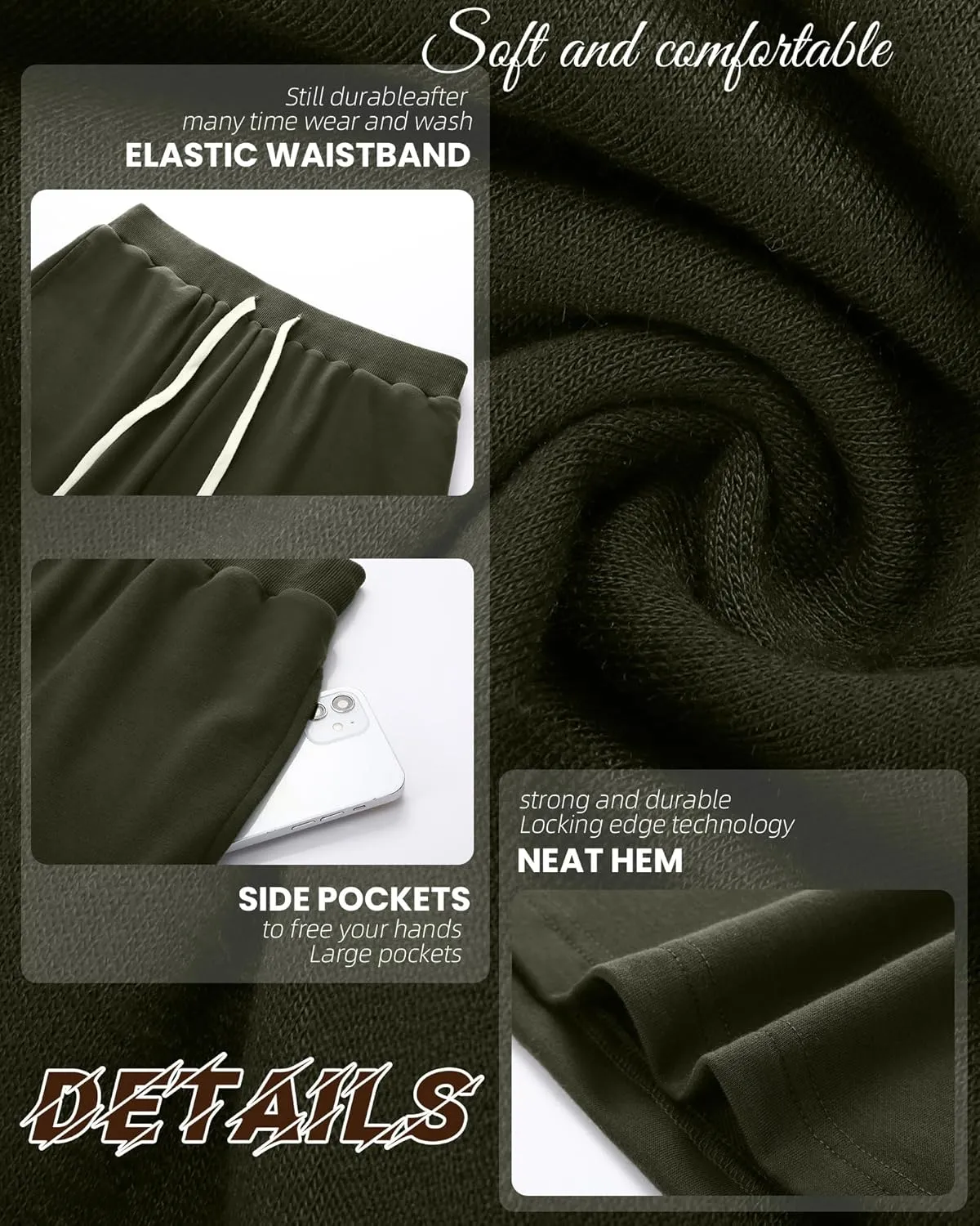 Ficerd 3 Pack Big and Tall Men's Sweat Shorts 9'' Plus Size Bermuda Drawstring Elastic Waist Shorts with 3 Pocket