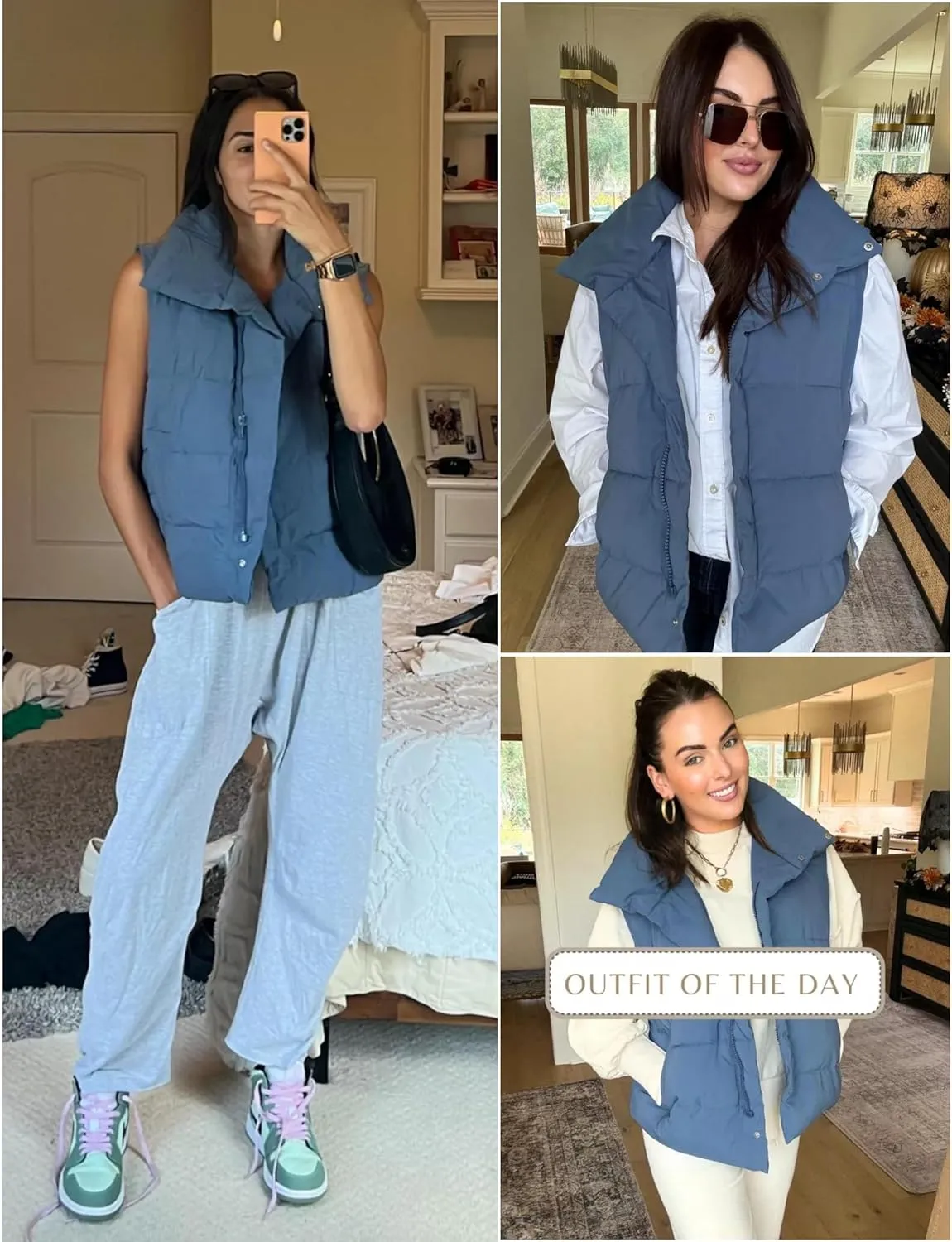 Fiona Jolin Puffer Vest Women Lightweight Winter Zip Up Stand Collar Sleeveless Puffy Jackets Padded Coats
