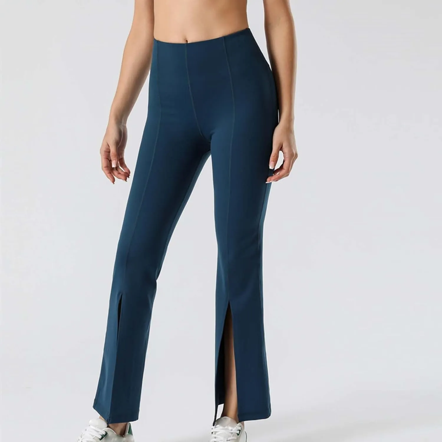 Flare Leggings for Women High Waist Butt Lift Yoga Pants Split Hem Fitness Tights Tummy Control Bell Bottom Trousers