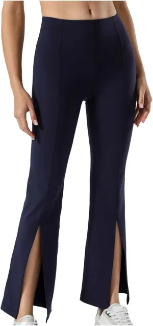 Flare Leggings for Women High Waist Butt Lift Yoga Pants Split Hem Fitness Tights Tummy Control Bell Bottom Trousers
