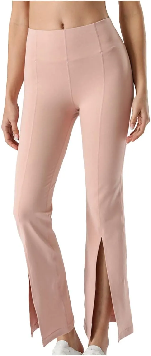 Flare Leggings for Women High Waist Butt Lift Yoga Pants Split Hem Fitness Tights Tummy Control Bell Bottom Trousers