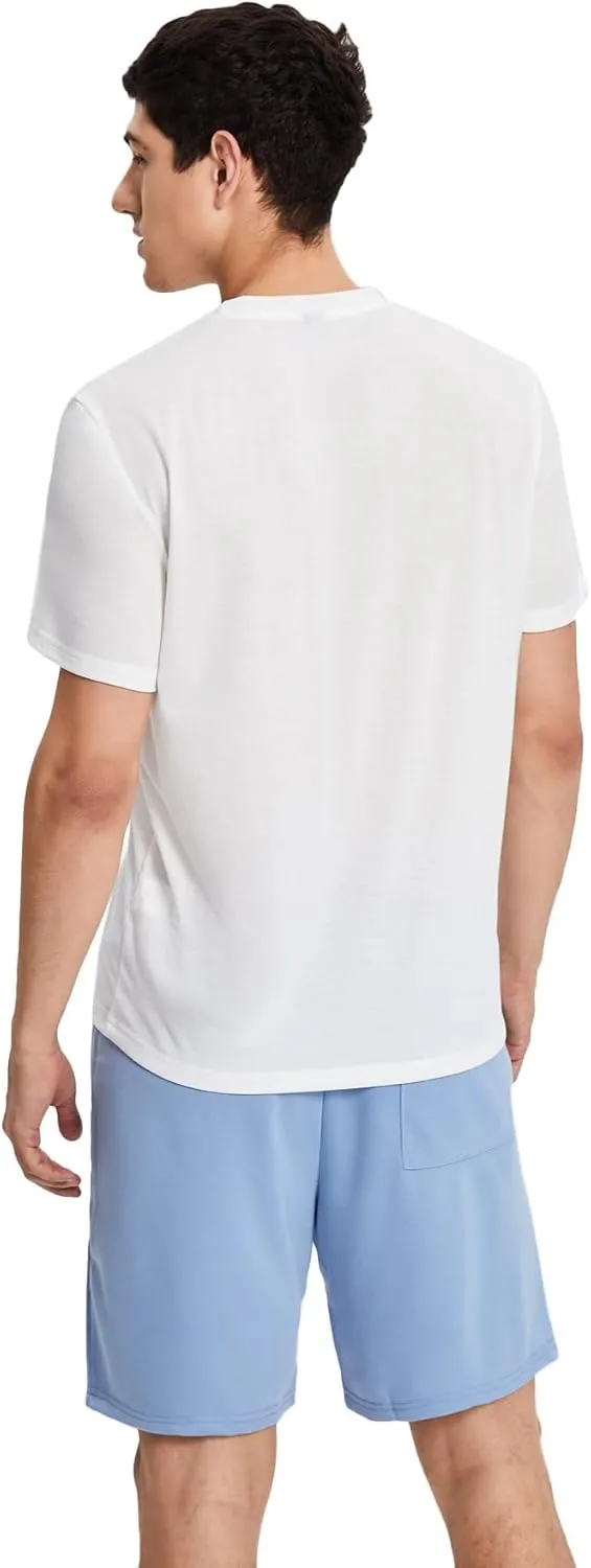 Floerns Men's Graphic Print T Shirt Drawstring Waist Shorts Set 2 Piece Outfit