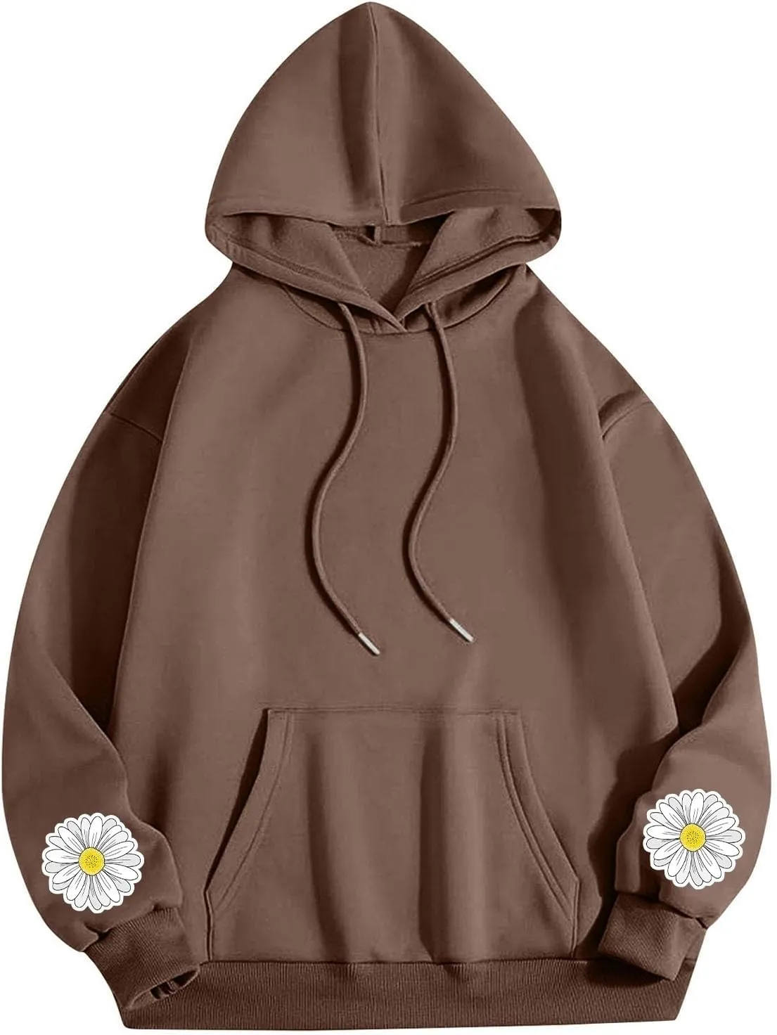 Floral Daisy Print Hoodie Women Oversized Casual Pullover Pocket Long Sleeve Sweatshirt Lounge Outfits