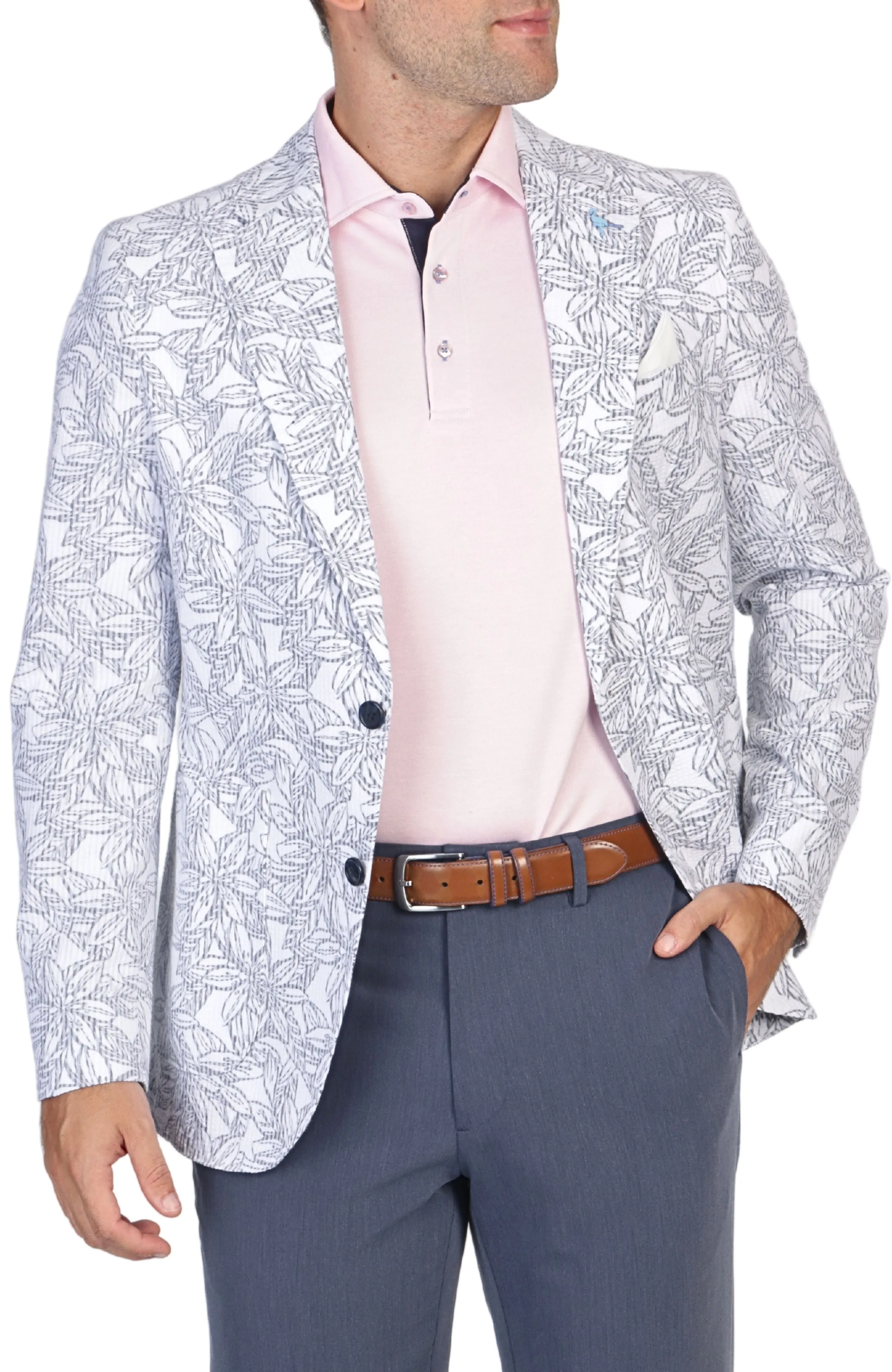 Floral Striped Unlined Sport Coat