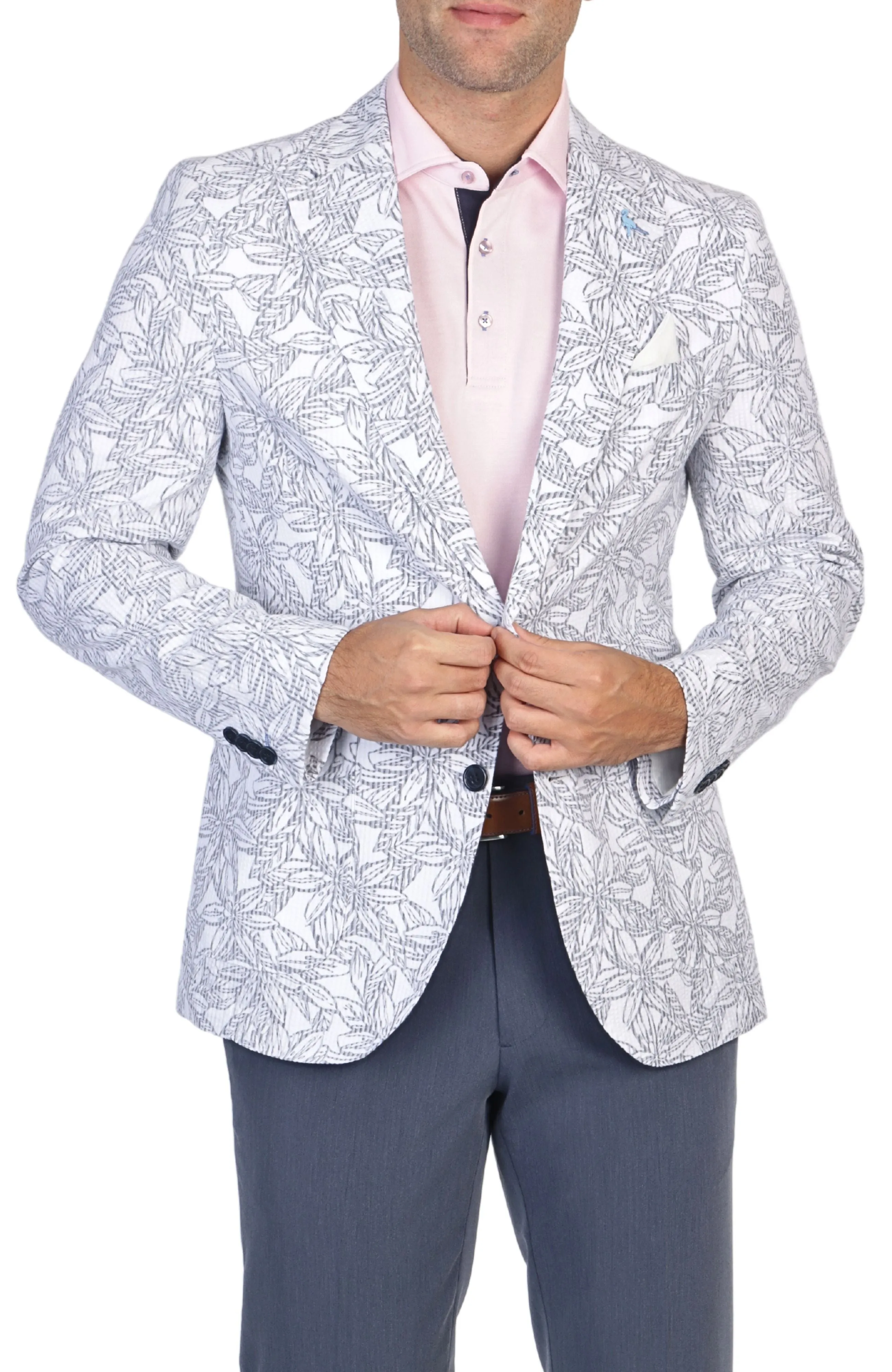 Floral Striped Unlined Sport Coat