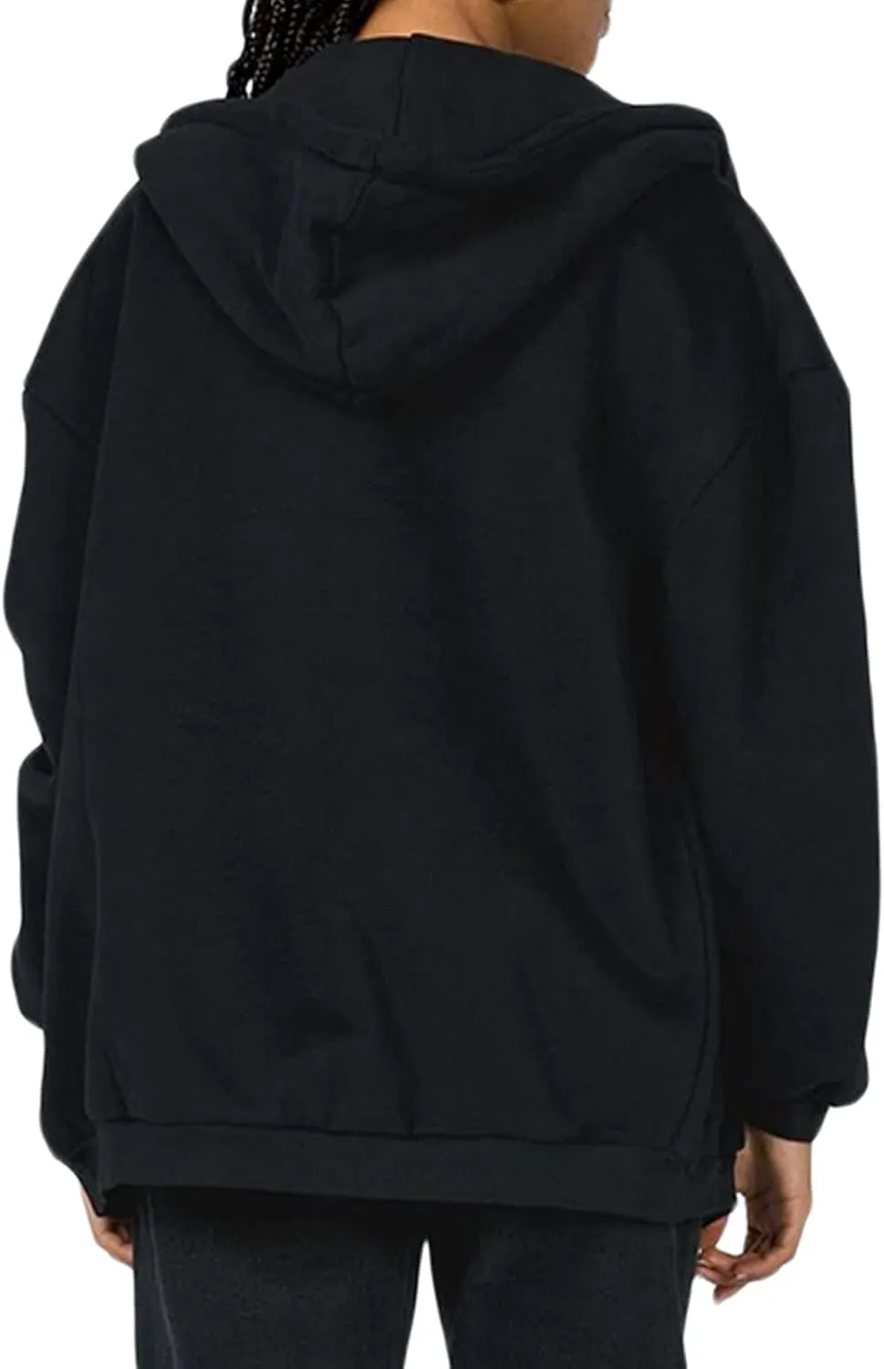 FOMOYUU Womens Oversized Zip Up Hoodie Y2K Jacket Baggy Loose Basic Zipper Hooded Sweatshirt Coat