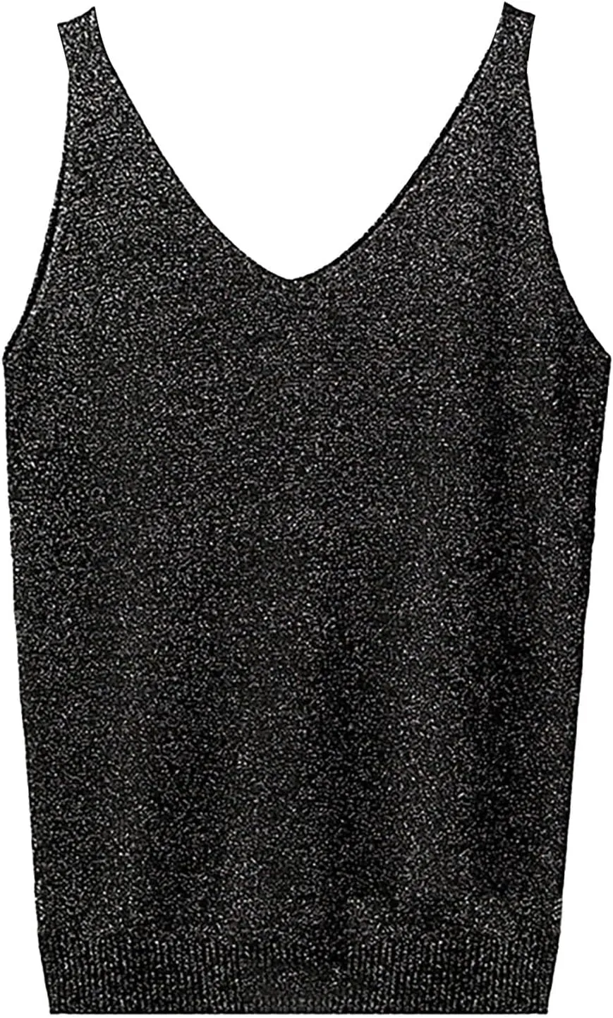 Formal Tops for Women Evening V Neck Sleeveless Glitter Tank Stylish Comfy Cute Party Club Western Shirts for Women
